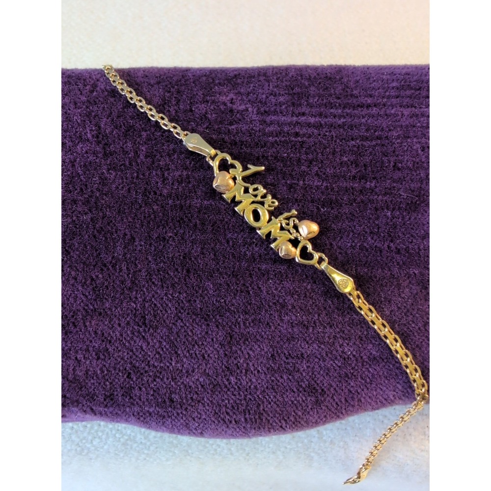 14k Yellow W/Rose Gold "Love Is Mom" Bracelet 7.5"